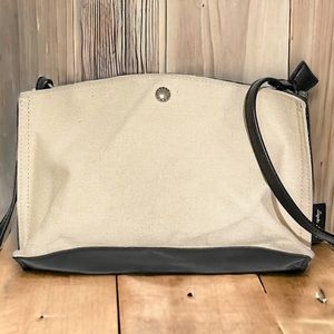 Legato Largo Cream‎ Black Trim Canvas Shoulder Pocketbook Bag